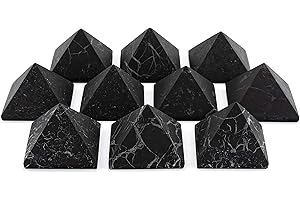 KASHU SN NATURSTEIN UG Piedra preciosa shungita directamente de Carelia: 10 pirámides de 4 cm sin pulir