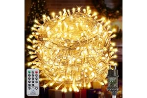 FairyGlim Weihnachtslichterkette mit Fernbedienung-50M 500 LED für Wasserdichte Outdoor Lichterkette mit 8 Modi. Ideal für Gärten, Partys, Terrassen und Balkon festliche Deko (warmweiß)