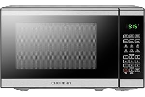 Chefman 20L 800W Microwave Oven, 6 Presets, 10 Power Levels, Eco Mode, Memory, Mute Function, Child Safety Lock, Easy Clean, Stainless Steel