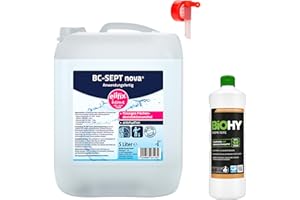 ‎BIOHY Eilfix home BC-Sept® nova Anwendungsfertig Flächendesinfektion 5 L Kanister + Auslaufhahn + BIOHY Creme Seife 1L - Parfümfreies Flächendesinfektionsmittel für alle Oberflächen