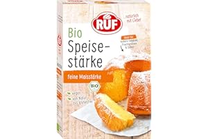 ‎RUF RUF Bio Speisestärke, reine Maisstärke, ideal für lockeres Gebäck, zum Binden von Soßen und Frucht-Kompott, glutenfrei und vegan