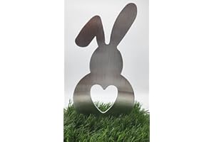 ‎ARTTEC DESIGN ARTTEC Hase Stecker (Alu satiniert) (15 cm) - hochwertige Gartendeko aus Metall - Alu Deko für Garten, Balkon & Terasse - Metall Gartenstecker - Made in Germany