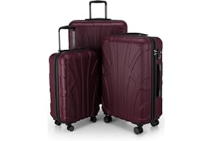 Suitline - Juego de 3 Maletas, Maleta de Viaje Trolley, Maletas de Carcasa Dura, TSA, (55 cm, 66 cm, 76 cm), 100% ABS, Mate, Burdeos