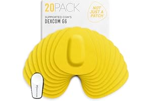 Not Just A Patch CGM Sensor Patches for Dexcom G6 & MiaoMiao (20 Pack) - Water Resistant & Durable for Active Lifestyle for 10-14 Days - Pre-Cut Dexcom G6 Adhesive Patches in Yellow