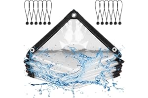 YUAENFI Abdeckplane mit Ösen Transparent 3x3m Plane Wasserdicht Abdeckplane mit Elastische Kugeln Gewebeplane Regenschutz Windschutz für Outdoor Camping Balkon Garten Gewächshaus