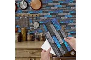 AMOYUN Küchen Fliesenaufkleber, 12 Stück Mosaik Fliesenaufkleber 15x30cm Badezimmer Selbstklebende Fliesendekor Aufkleber Backstein zum Küche Esszimmer Bad Fliesenfolie Deko