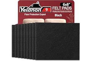 Yelanon Felt Furniture Pads 9 Pieces 8" x 6" Furniture Pads Self Adhesive, Cuttable Felt Chair Pads, Anti Scratch Floor Protectors for Furniture Legs Furniture Couch Felt Feet Hardwood Floor, Black