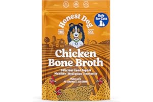 THE HONEST DOG CO Honest Dog Co. Bone Broth for Dogs and Cats (225 Grams, 30+ Servings) - High in Collagen Protein - Chicken Bone Broth Powder for Dogs - Dog and Cat Food Topper for Dry Food - Gravy Granules