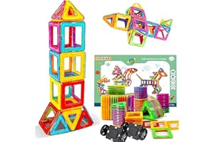 Morkka magnetyczne klocki magnesy zestaw do budowania 3D kolor tęczy zestaw zabawek edukacyjnych kreatywne zabawki dla dzieci maluch dziewczyna chłopiec samochód diabelski młyn świetny (46pcs)