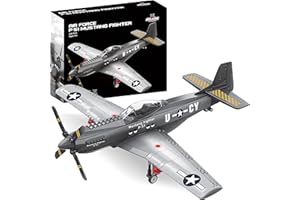 Apostrophe Games Juego de Bloques de Construcción de Avión de Combate Mustang WW2 P-51-258 Piezas-Avión de Juguete para Niños Mayores De 10 Años y Adultos-Compatible con Todos los Ladrillos
