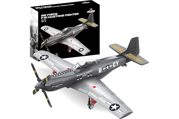Apostrophe Games WW2 P - 51 Mustang Fighter Plane – Ensemble de Jouets de Construction de 258 Pièces - Jouet d'avion pour Enfants et Adultes-Compatible avec Toutes Les Briques de Construction