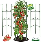 MQUPIN Tomato Plant Support , juego de 3 plantas trepadoras, soporte para plantas trep adoras, marco ajustable para jaula de