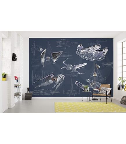 Komar Star Wars Wandbild – X-Wing Blueprint, 40x50 Cm, Kunstdruck Auf Premium-Papier, Made In Germany