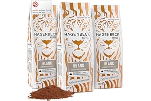 ‎HAGENBECK KAFFEE Hagenbeck Blank 3x250g (750g) | Entkoffeinierter, gemahlener Kaffee mit mild-feinem Aroma | 100% schonend geröstete Arabica-Kaffeebohnen | Leichte Intensität | Gemahlen, koffeinfrei