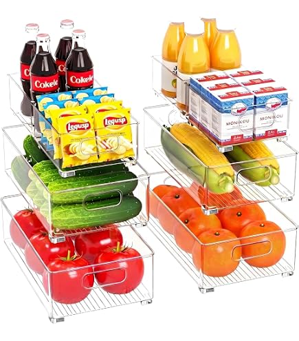 Soßenbeutel Halter Kühlschrank COLLBATH 4-teilige Kühlschrank-Seitentür Aufbewahrungsbox – Transparent, Platzsparend Für Soßenbeutel & Gewürze