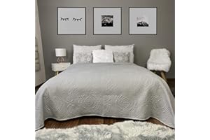 HOMELEVEL Bedspread Bed & Sofa Cover Bedspread Sofa Day Ornaments Blankets Bed Cover XXL Blanket Throw Over Blanket Light Grey 200cm x 220cm