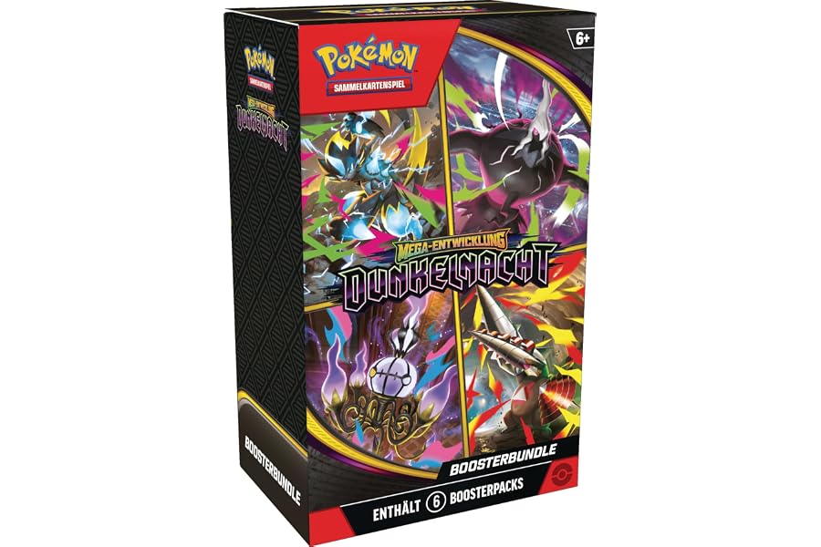 Pokémon-Sammelkartenspiel: Boosterbundle Mega-Entwicklung – Dunkelnacht (6 Boosterpacks)
