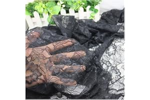 NIANTONG 150 Cm De Large Dentelle Tissu Au Metre pour Fleurs Nuptiale De Mariage Fleur Nappe en Tissu Bricolage Artisanat VêTements Rideau Vendu Au Mètre(Color:Black)
