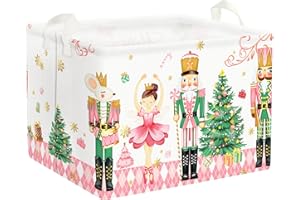 Clastyle Merry Christmas Baby Laundry Hamper Collapsible Clothes Kids Storage Basket Waterproof Boys Girls Toy Box for Nursery Room, Cartoon, 40 * 30 * 30 cm
