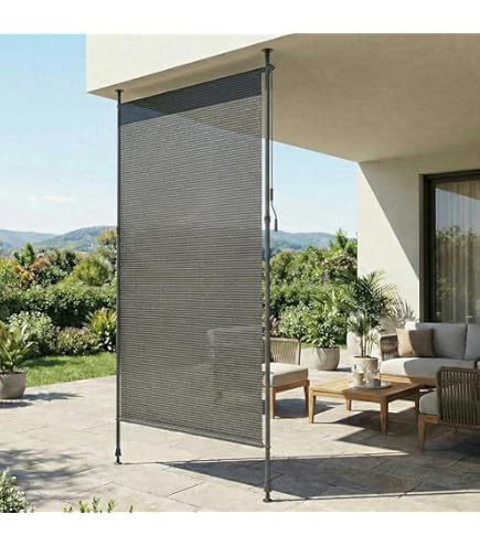 SONGMICS 1,6 x 2,5 m, verticale luifel voor balkon, terras, verticale luifel voor buiten, luifel voor windscherm, zonwering en inkijkbescherming, waterdicht, beige De serie Classic GSA165BE