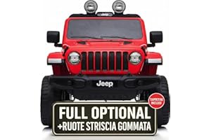 Macchina Elettrica Per Bambini Jeep Wrangler Rubicon Full Optional con TAPPETINI Auto Elettrica Per Bambini Telecomandata 2 posti Sedile In Pelle Porte Apribili Doppio Motore Elettrico 12V TOYSCAR