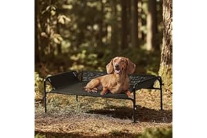 Gardner Pet Lit de Camp pour Chien Surélevé Respirant, Hamac Transat d'Intérieur ou Extérieur pour Chiens Chats Animaux de Compagnie Anti-Griffes Lavable - Taille S (88.3x55.4x31CM) -Noir