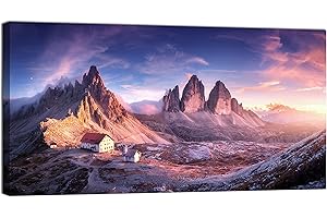canvashop Quadri Moderni Montagna 100X50 Cm Dolomiti 3 Cime Di Lavaredo Rifugio Quadro Su Tela Canvas Stampe Da Parete