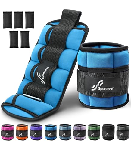 Sportneer Enkelgewicht, verstelbare gewichtenset voor de enkel, polsriem aan de pols, 0,45 kg - 2,3 kg (per enkel)/0,9 - 4,5 kg (per paar Sportneer Enkelgewicht, verstelbare gewichtenset voor de enkel, polsriem aan de pols, 0,45 kg - 2,3 kg (per enkel)/0,9 - 4,5 kg (per paar