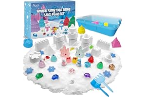 Aocii Kit de sable sensoriel pour enfants, thème conte de fées d'hiver, bac à sable, jeu de rôle pour champ de neige, cadeau pour filles et garçons de 3, 4, 5, 6, 7, 8, 9 ans