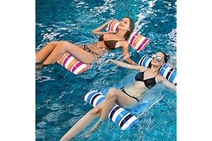 SOSAYET Luftmatratze Pool 2 Stück,Pool Spielzeug Erwachsene 4 In 1 Aufblasbare Pool zubehör spaß,Wasser hängematte,Pool hängematte(Blau & Orange)