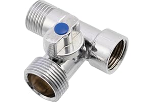 AERZETIX - C74964 - Vanne à 3 voies 1/2"x1/2"x3/4"- en laiton - finition nickelée - robinet l'eau sanitaire raccord lavabo salle de bain cuisine