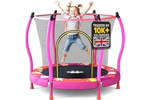 Happin® 55” Toddler Trampoline, Indoor & Outdoor, Ages 1-6, 5FT Kids, Ultra Safe Rebounder Trampoline for Kids with Safety Enclosure Net, for Toddler Boys & Girls