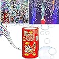 Liboshe® Fireworks Bubble Maker Machine with Light & Music - 1 Bubble Solution Bottle - for Indoor Outdoor Birthday Party Celebration