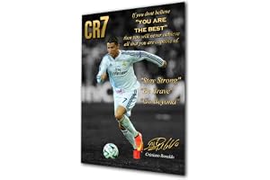 Stort A3 icke-inramat tryck Cristiano Ronaldo CR7 guld motiverande fotboll legend hyllningsaffisch med signatur (kopia) inspi