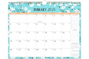 ARTFAN Calendar 2026 - Wall Calendar 2026 with Thick Paper, 2026 Calendar, 37 x 29 cm, January 2026 - December 2026, Twin-Wire Binding Hanging Hook Large Mixed Color Ruled Blocks