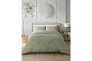 Night Lark Coverless Duvet and Pillowcase Set, Seersucker Collection – Coverless Duvet King Size 10.5 Tog with Advanced Smartfil® Fibre, Machine Washable, Hypoallergenic – Olive Green, King Bed Size