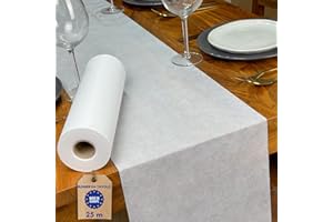 NATUARTE, Runner da Tavola Bianco, Rotolo TNT da 25 metri x 30 centimetri, Decorazione Tavola, Stoffa Decorazione Matrimonio, Battesimi, Comunioni, Compleanni, Colore Bianco