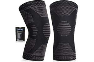 LEXNIUSH 2 Pezzi Ginocchiera Ortopedica per Uomo/Donne, Tutore Ginocchio a Compressione, Ginocchiera Sportiva Supporto per Menisco, Dolore alle Articolazioni, Lesioni dei Legamenti, M, Nero