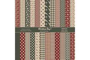 MerwDeeyt Scrapbook Papier Weihnachten Bastelpapier, 24 Blatt Doppelseitiges Winter Motivpapier, Buntes Dekopapier mit Muster für Journal Scrapbooking Fotoalbum Dekoration (A, 30.5x30.5 CM)