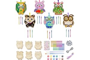 Forbabe Windspiel Bastelset Kinder 12 Stück, Eulen Deko Kindergeburtstag, Eulen Holz Klangspiel Basteln mit Hängendem Klangspiele zum Bemalen für Bastelideen Kindergeburtstag