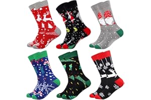 BLU NINFEE Herren Weihnachtssocken, Lustige bunte Socken, Warme Socken mit Motiv aus Baumwolle, Verrückte Socken für Weihnachten Geburtstag Adventskalender 6 Paar 43-46