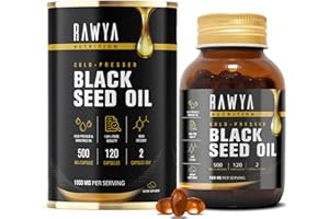 Rawya Black Seed Oil - 120 Softgel Capsules, Cold-Pressed Nigella Sativa, Pure Black Cumin Seed Oil, Rich in Omega Fatty Acids, Cumin Seeds for Radiant Skin & Hair Nourishment - 500mg Each