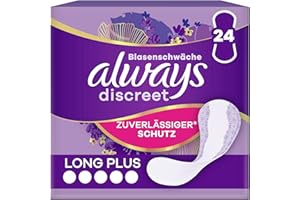 ‎ALWAYS Always Discreet Inkontinenz-Slipeinlagen für Frauen Long Plus Stück 24, Absorbieren Gerüche Und Nässe, Verhindern Auslaufen