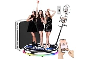 YCKJNB 360 Photo Booth Machine mit Flight Case, Kostenlose Logo Anpassung, Software Steuerung, Automatische Drehung für 3-4 Personen zum Stehen (31.5''/80cm)
