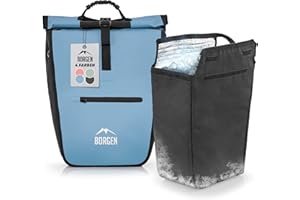 Borgen rower torba na zakupy do bagażnika z wyjmowanym wkładem chłodzącym – Może być stosowana jako sakwa, torba rowerowa, torba na bagażnik 23 litry