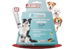 Spot On Hund 6x 1,2 ml – 12 Wochen Floh und Zeckenschutz für Hunde – Zeckenmittel für Hunde mit Aktivstoffen Lemon Eukalyptus– Effektiver Zeckenschutz Hund – Nachhaltiger Zecken und Flohschutz - FUTUM