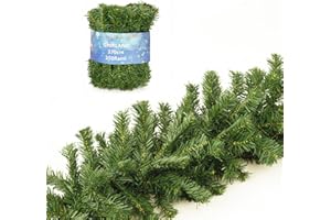 LEIVESTE-Ghirlanda Natalizia 270 cm con 250 Rami Verde Abete, Festone Natalizio per Porta, Camino, Scala,Decorazione di Natale per Interno ed Esterno (270 CM)