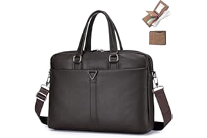 SPAHER Leather Laptop Bag Briefcases 14/15.6 Inch for Men Women PU Leather Briefcase Messenger Bag Laptop Handbag Man Shoulder Satchel Bag with Removable Strap for Business Work Office