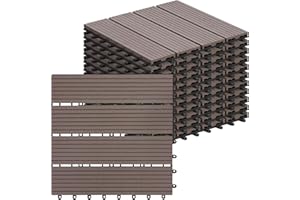 Laneetal WPC Fliesen 11er Set für 1 m², Terrassenfliesen Klicksystem, Balkonfliesen 30x30 cm, Klickfliesen Terrasse Balkon, Bodenfliesen Bodenbelag für außen, Braun