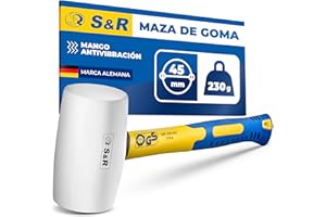 S&R Martillo Mazo de Goma Blanco 230 Gr / 45 mm. Mazas en Goma Profesional anti vibraciones y manchas.
